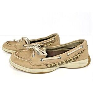 Sperry Top Sider Laguna Leather Casual Boat Shoe Leopard Animal Print Women's 8M